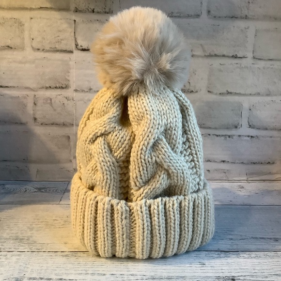 Nicole Miller Cozy Knit Pom Pom Hat - Picture 2 of 2